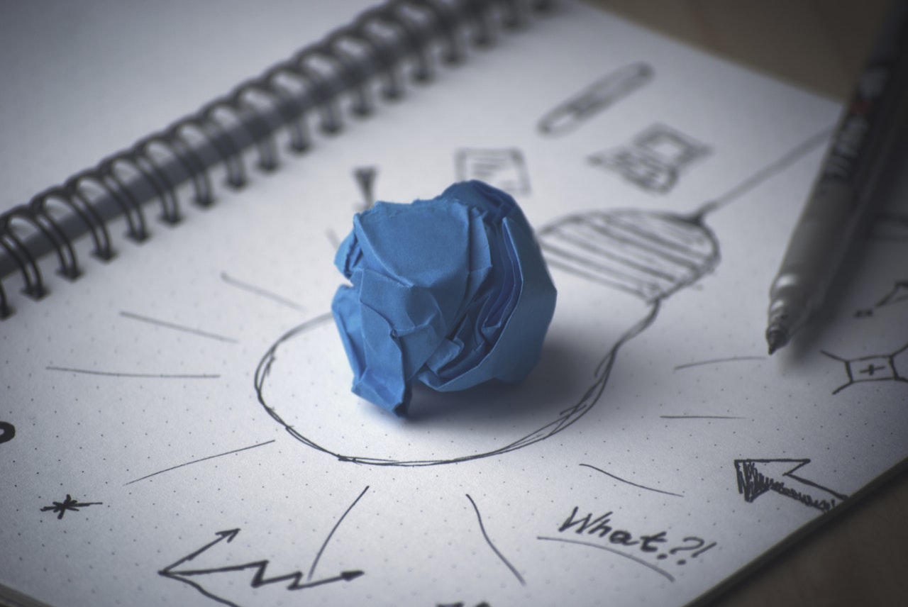pen idea bulb paper